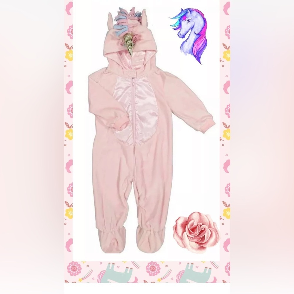 🎃DREAM PLAY IMAGINE Pink Fleece Little Unicorn Costume​​